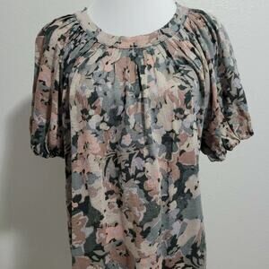 ANTHROPOLOGIE BY MAEVE PUFF FLORAL SLEEVED BLOUSE SIZE SMALL